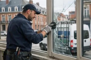 Dépannage vitrerie urgence à Lille, réparation fenêtre cassée par un vitrier professionnel
