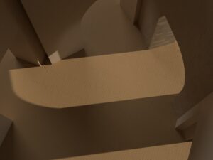 Formes géométriques abstraites en tons de brun.