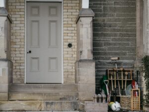 gray wooden door