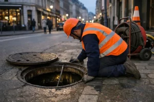 débouchage canalisation urgence à Lille, plombier en action